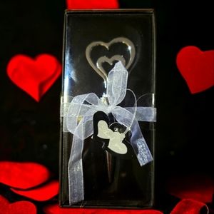 1 Vtg Cassian Collection Heart In Heart Stainless Steel Wine Stopper #1417 NWOT